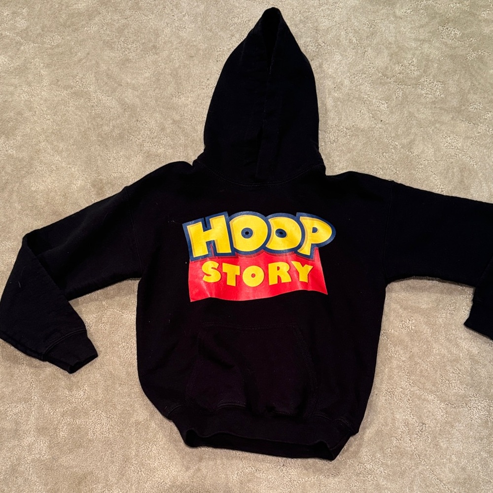 Kids Black Hoodie with Hoop Story Design